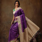 Purple Silk Blend Digital Print Striped Saree with Unstitched Blouse - Hiral Fashion | Swadesiicart