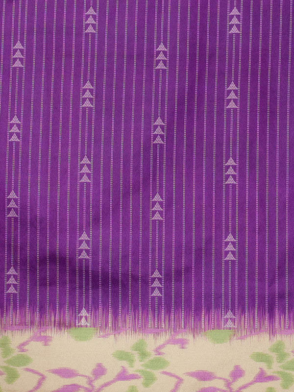 Purple Silk Blend Digital Print Striped Saree with Unstitched Blouse - Hiral Fashion | Swadesiicart