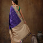 Royal Blue Silk Blend Digital Print Striped Saree with Unstitched Blouse - Hiral Fashion | Swadesiicart