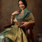 Green Munga Silk Digital Print Floral Saree with Unstitched Blouse - Hiral Fashion | Swadesiicart