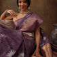 Lavender Munga Silk Digital Print Floral Saree with Unstitched Blouse - Hiral Fashion | Swadesiicart