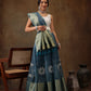 Turquoise Munga Silk Digital Print Floral Saree with Unstitched Blouse - Hiral Fashion | Swadesiicart