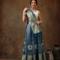 Turquoise Munga Silk Digital Print Floral Saree with Unstitched Blouse - Hiral Fashion | Swadesiicart