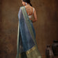 Turquoise Munga Silk Digital Print Floral Saree with Unstitched Blouse - Hiral Fashion | Swadesiicart
