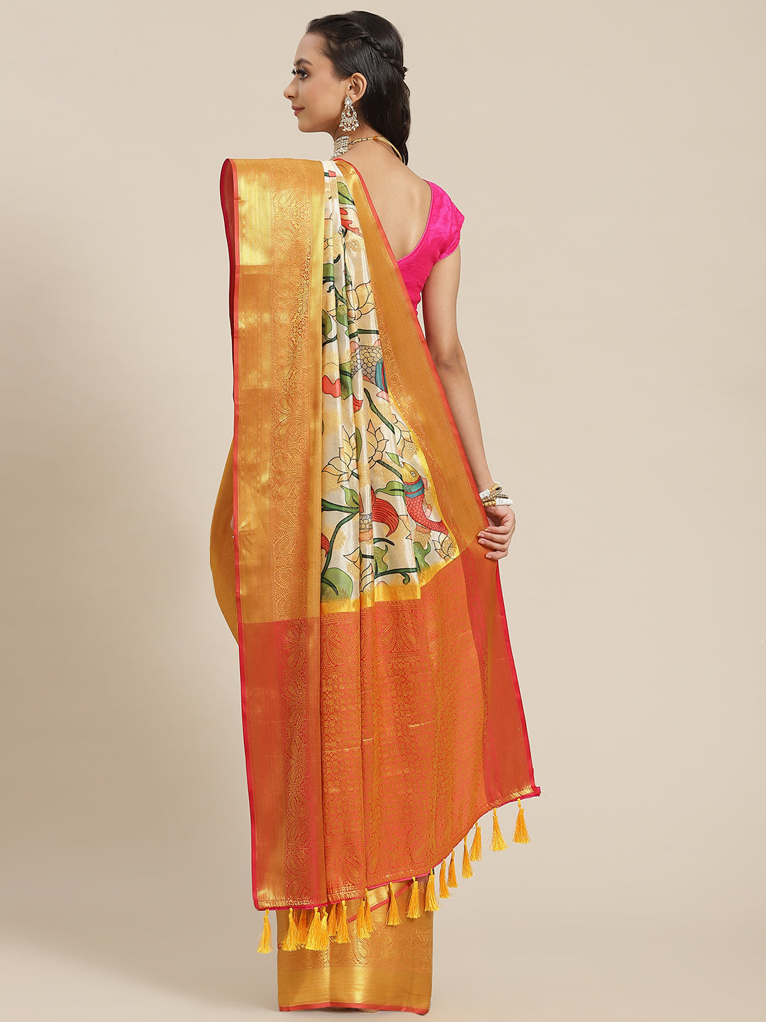 Multicolor Art Silk Digital Print Floral Saree with Unstitched Blouse - Hiral Fashion | Swadesiicart