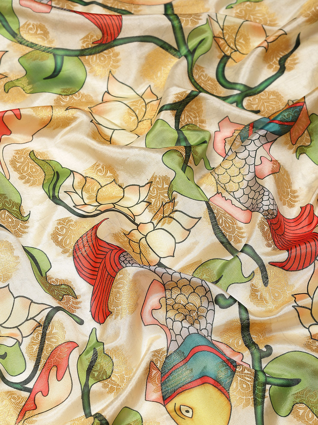 Multicolor Art Silk Digital Print Floral Saree with Unstitched Blouse - Hiral Fashion | Swadesiicart