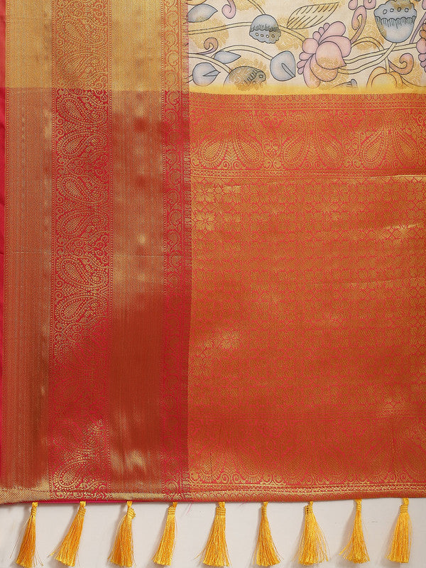 Multicolor Art Silk Digital Print Floral Saree with Unstitched Blouse - Hiral Fashion | Swadesiicart