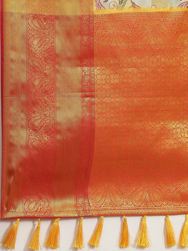 Multicolor Art Silk Digital Print Floral Saree with Unstitched Blouse - Hiral Fashion | Swadesiicart