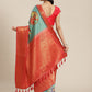 Turquoise Art Silk Printed Abstract Saree with Unstitched Blouse - Hiral Fashion | Swadesiicart