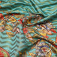 Turquoise Art Silk Printed Abstract Saree with Unstitched Blouse - Hiral Fashion | Swadesiicart