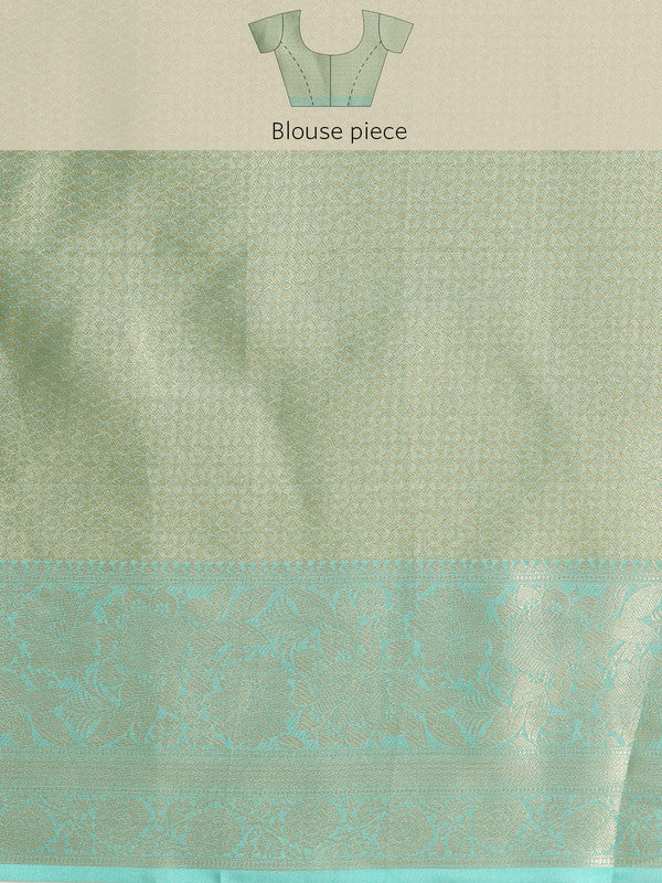 Turquoise Tissue Silk Digital Print Floral Saree with Unstitched Blouse - Hiral Fashion | Swadesiicart