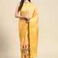 Yellow Tissue Silk Digital Print Floral Saree with Unstitched Blouse - Hiral Fashion | Swadesiicart