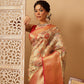 Hiral Fashion Beige Banarasi Muga Silk Pichwai Digital Printed Saree | Swadesiicart