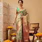 Hiral Fashion Green Banarasi Muga Silk Pichwai Digital Printed Saree | Swadesiicart