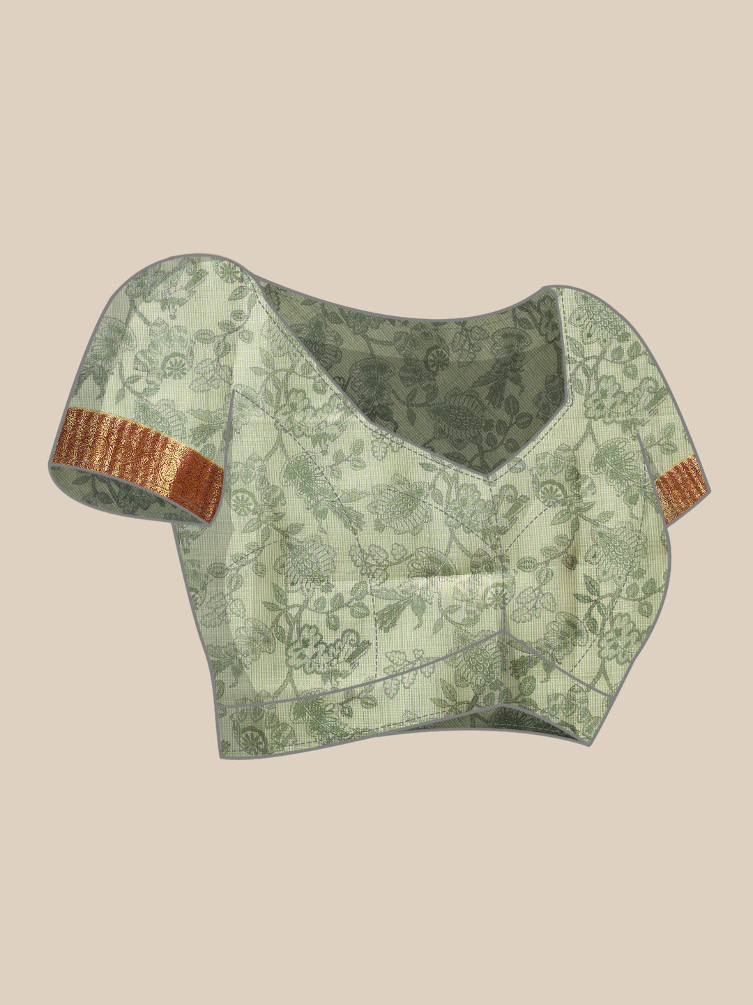 Hiral Fashion Green Banarasi Muga Silk Pichwai Digital Printed Saree | Swadesiicart