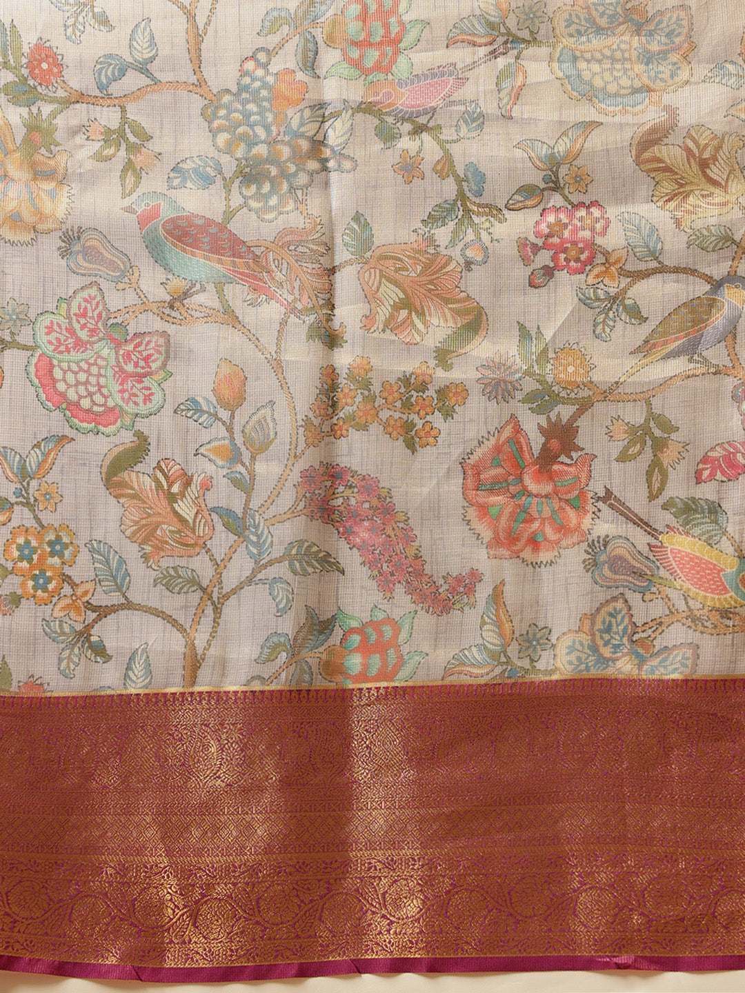 Hiral Fashion Lavender Banarasi Muga Silk Pichwai Digital Printed Saree | Swadesiicart
