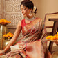 Hiral Fashion Peach Banarasi Muga Silk Pichwai Digital Printed Saree | Swadesiicart