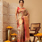 Hiral Fashion Peach Banarasi Muga Silk Pichwai Digital Printed Saree | Swadesiicart