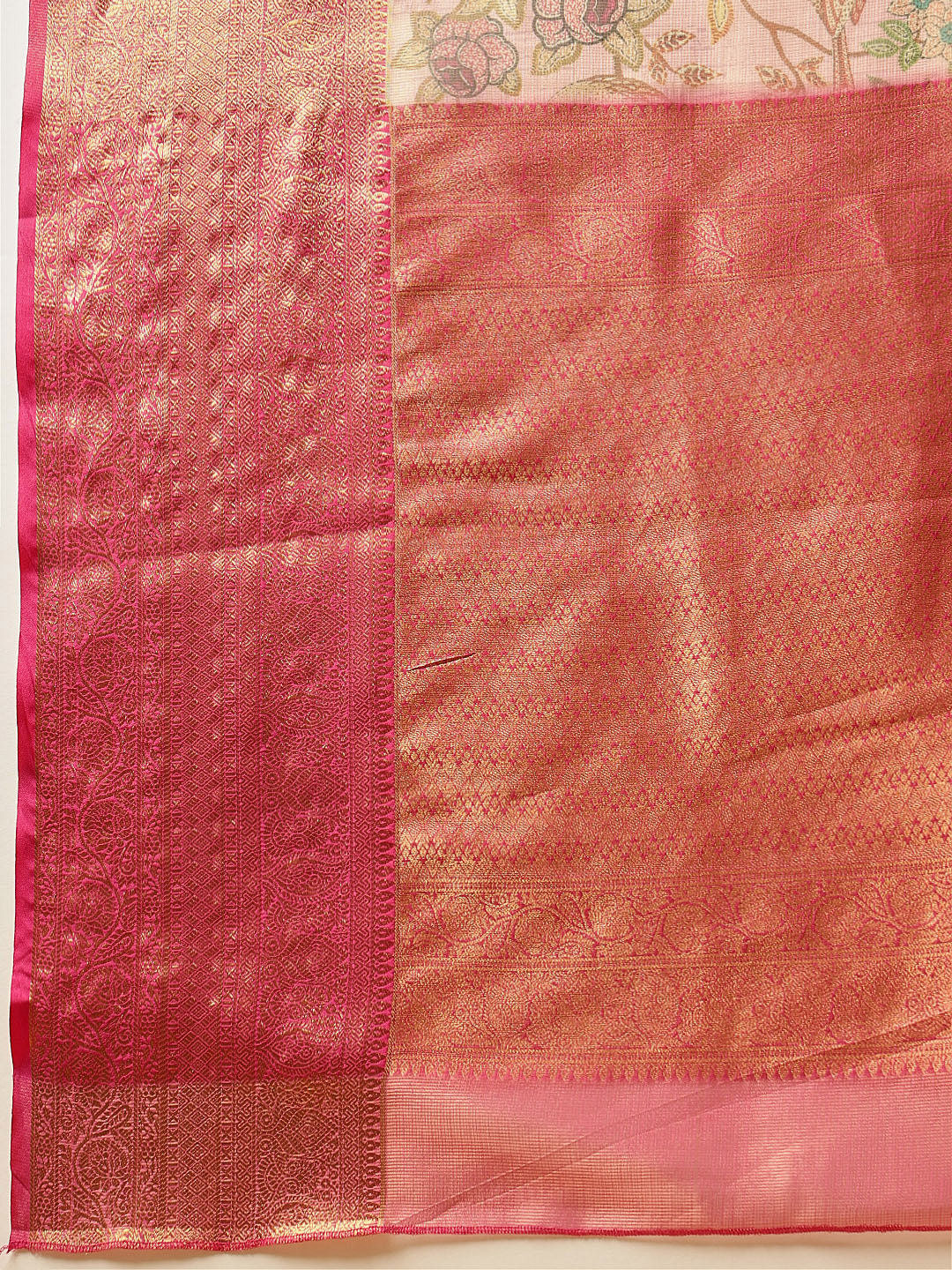 Hiral Fashion Pink Banarasi Muga Silk Pichwai Digital Printed Saree | Swadesiicart