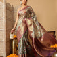 Hiral Fashion Teal Banarasi Muga Silk Pichwai Digital Printed Saree | Swadesiicart