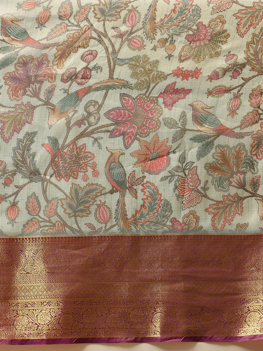Hiral Fashion Teal Banarasi Muga Silk Pichwai Digital Printed Saree | Swadesiicart