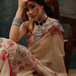 Beige Cotton Blend Digital Print Animal Print Saree with Unstitched Blouse - Hiral Fashion | Swadesiicart