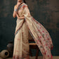 Beige Cotton Blend Digital Print Animal Print Saree with Unstitched Blouse - Hiral Fashion | Swadesiicart
