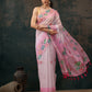Light Pink Cotton Blend Digital Print Animal Print Saree with Unstitched Blouse - Hiral Fashion | Swadesiicart