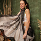 Hiral Fashion Black Chanderi Cotton Blend Abstract Digital Printed Saree | Swadesiicart