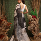 Hiral Fashion Black Chanderi Cotton Blend Abstract Digital Printed Saree | Swadesiicart