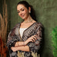 Hiral Fashion Black Chanderi Cotton Blend Abstract Digital Printed Saree | Swadesiicart