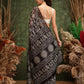 Hiral Fashion Black Chanderi Cotton Blend Abstract Digital Printed Saree | Swadesiicart