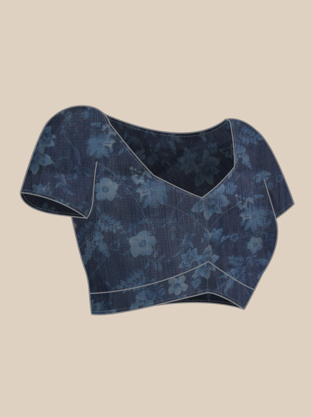 Hiral Fashion Blue Chanderi Cotton Blend Floral Digital Printed Saree | Swadesiicart