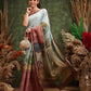 Hiral Fashion Blue Chanderi Cotton Blend Abstract Digital Printed Saree | Swadesiicart