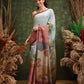 Hiral Fashion Blue Chanderi Cotton Blend Abstract Digital Printed Saree | Swadesiicart