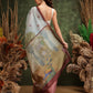 Hiral Fashion Blue Chanderi Cotton Blend Abstract Digital Printed Saree | Swadesiicart