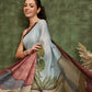 Hiral Fashion Blue Chanderi Cotton Blend Abstract Digital Printed Saree | Swadesiicart