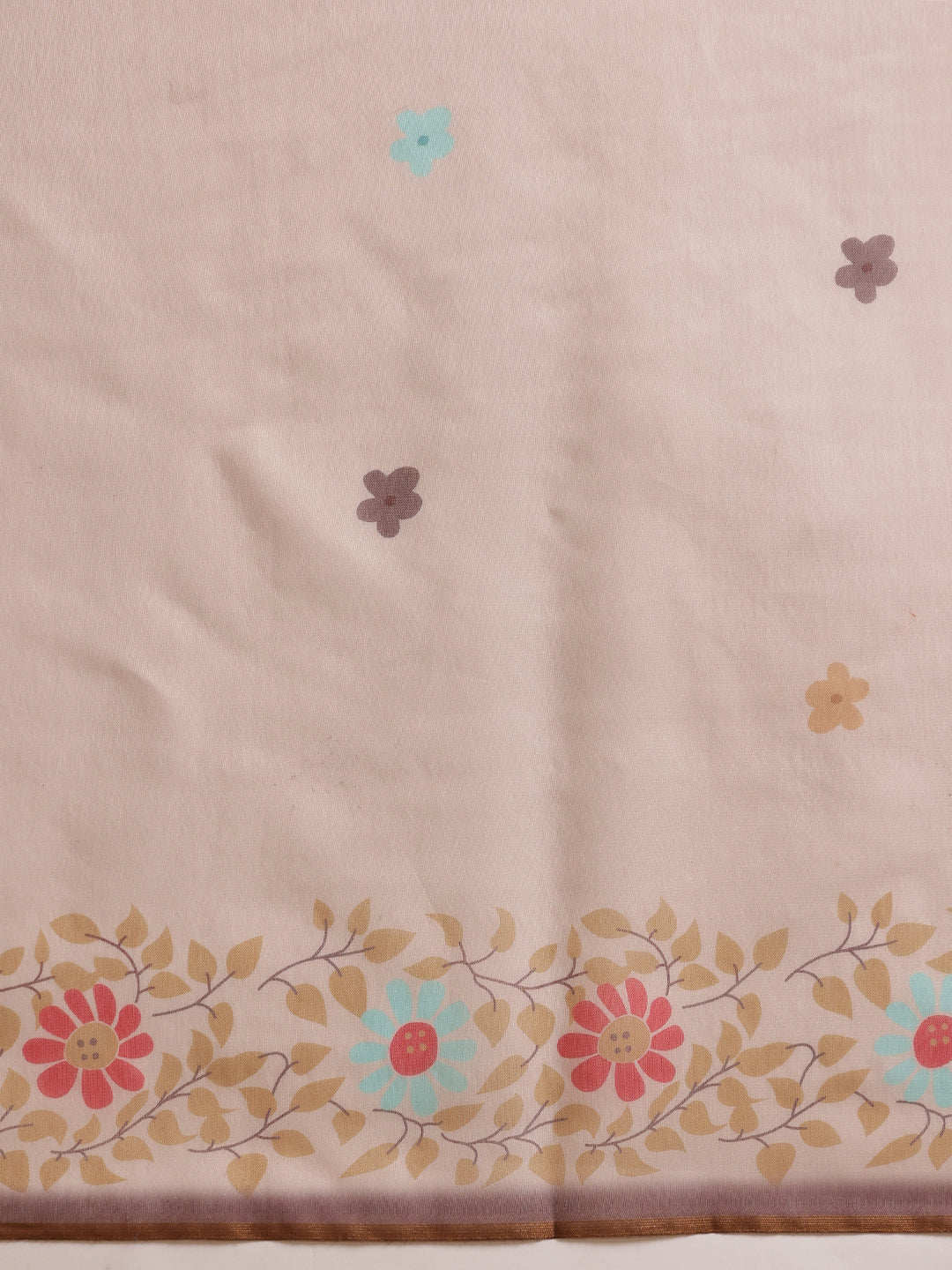 Hiral Fashion Peach Chanderi Cotton Blend Floral Digital Printed Saree | Swadesiicart