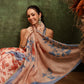 Hiral Fashion Beige Chanderi Cotton Blend Floral Digital Printed Saree | Swadesiicart