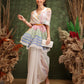 Hiral Fashion White Chanderi Cotton Blend Stripes Digital Printed Saree | Swadesiicart