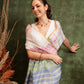 Hiral Fashion White Chanderi Cotton Blend Stripes Digital Printed Saree | Swadesiicart