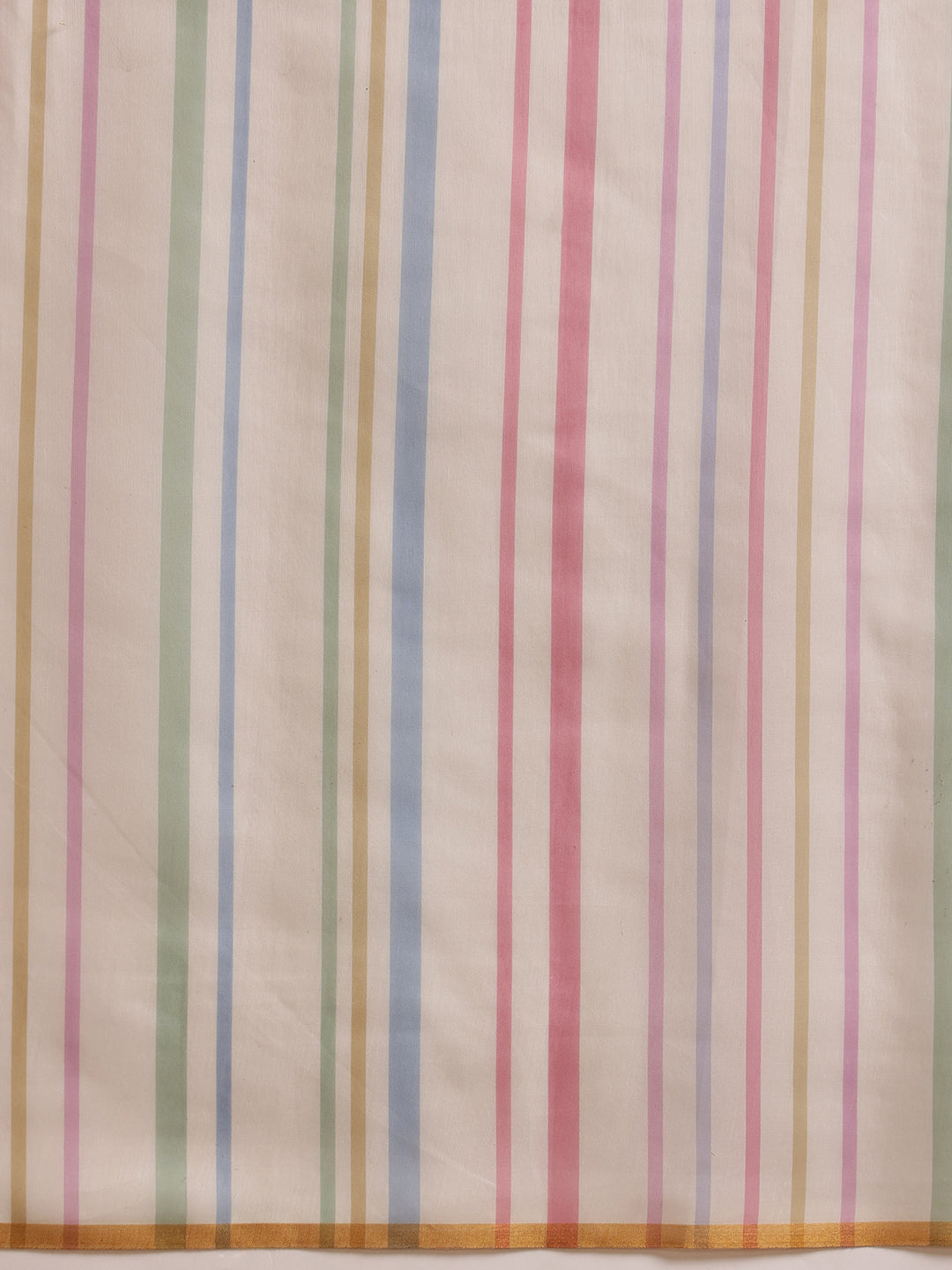 Hiral Fashion White Chanderi Cotton Blend Stripes Digital Printed Saree | Swadesiicart