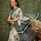 Hiral Fashion Off White Chanderi Cotton Blend Abstract Digital Printed Saree | Swadesiicart