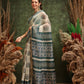 Hiral Fashion Off White Chanderi Cotton Blend Abstract Digital Printed Saree | Swadesiicart