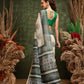 Hiral Fashion Off White Chanderi Cotton Blend Abstract Digital Printed Saree | Swadesiicart