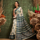 Hiral Fashion Off White Chanderi Cotton Blend Abstract Digital Printed Saree | Swadesiicart