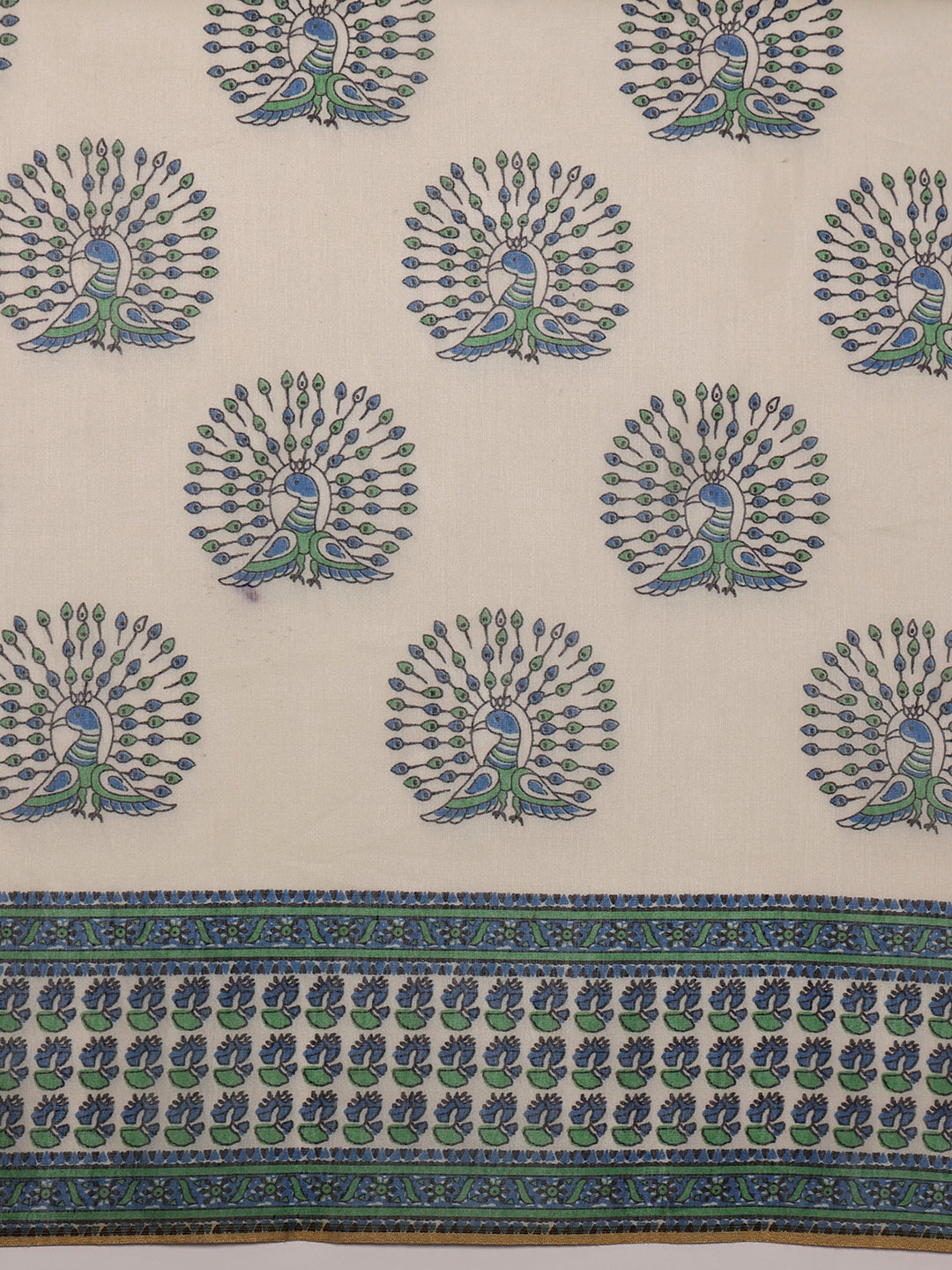 Hiral Fashion Off White Chanderi Cotton Blend Abstract Digital Printed Saree | Swadesiicart