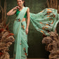 Hiral Fashion Green Chanderi Cotton Blend Abstract Digital Printed Saree | Swadesiicart
