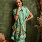 Hiral Fashion Green Chanderi Cotton Blend Abstract Digital Printed Saree | Swadesiicart