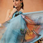 Hiral Fashion Blue Chanderi Cotton Blend Abstract Digital Printed Saree | Swadesiicart